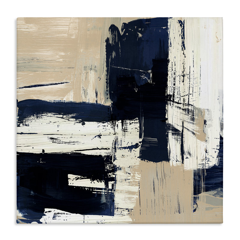 «Expressive Blue Tan Shapes» par Susan Jill, H 17 po x l 17 po