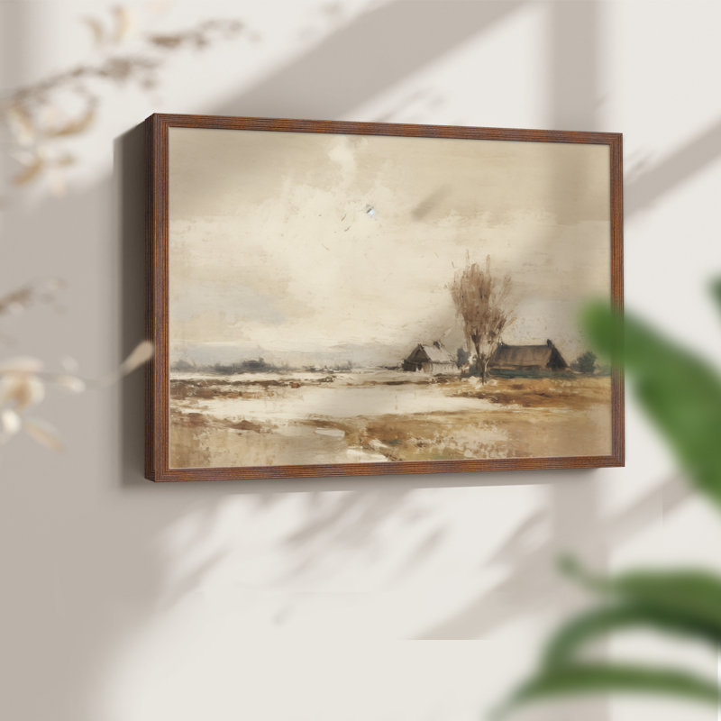 Paysages rétro-CCXLII-impression encadrée - réaménageable, Noyer, H 22 po x l 28 po