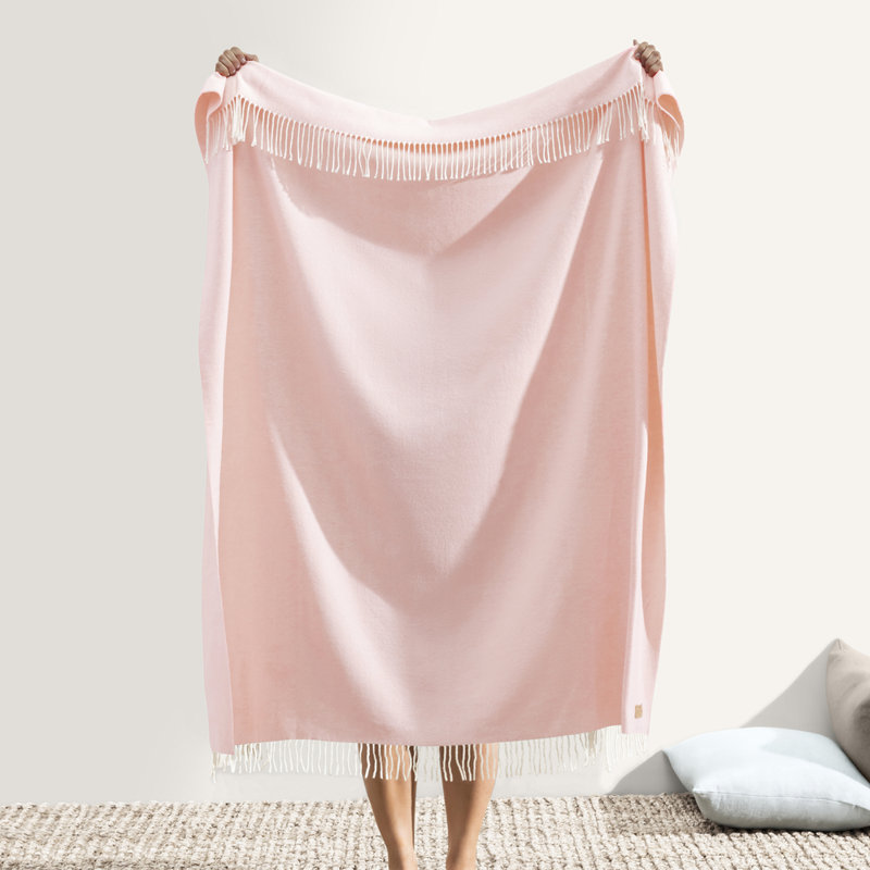 Italian Herringbone Throw Blanket, Blush