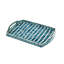 Plateau rectangulaire 18 x 12 x 2 po avec motif capiz bleu et blanc et poignées courbées