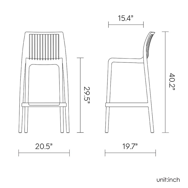 Tabouret d'extérieur à dossier bas Nayma, Blanc, Tabouret de bar (siège d'une hauteur de 40,2 po)