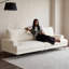 Canapé de salon moderne et confortable de 86,61 pouces avec 3 coussins en tissu et coussins en plumes