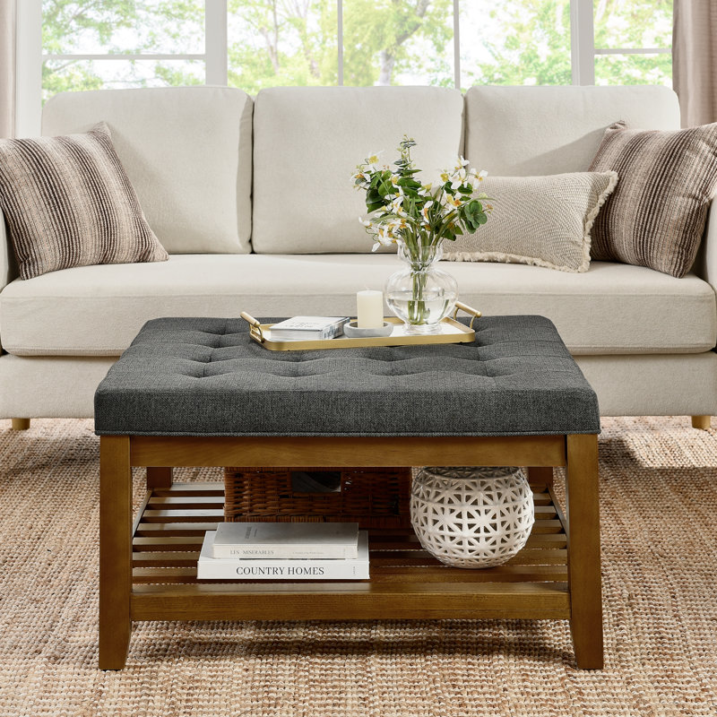 Upholstered Coffee Table, Dark Gray