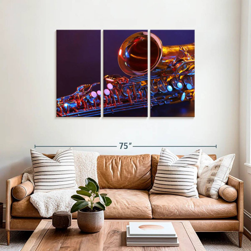 Abarca Purplish Golden Saxophone, 36" H x 57" W