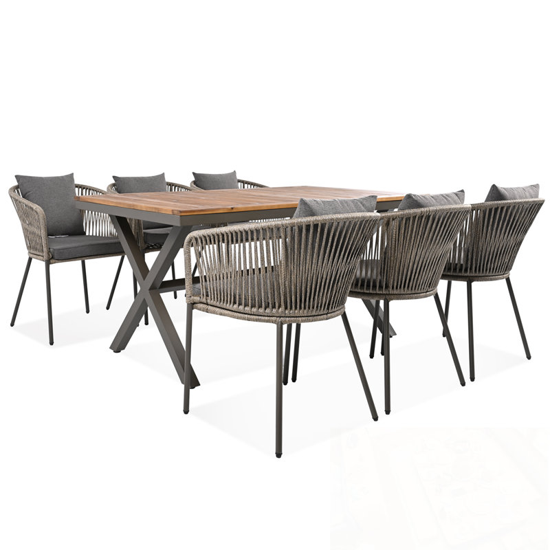 7 Pieces Godfrey with Dining Table and 6 Chairs, Gray