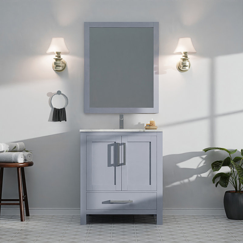 30 po X P 22 po Meuble-lavabo D avec comptoir en marbre de Carrare, Gris foncé