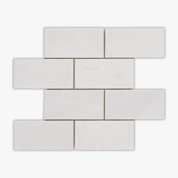 Thassos White Polished 3x6 Brick Marble Mosaic