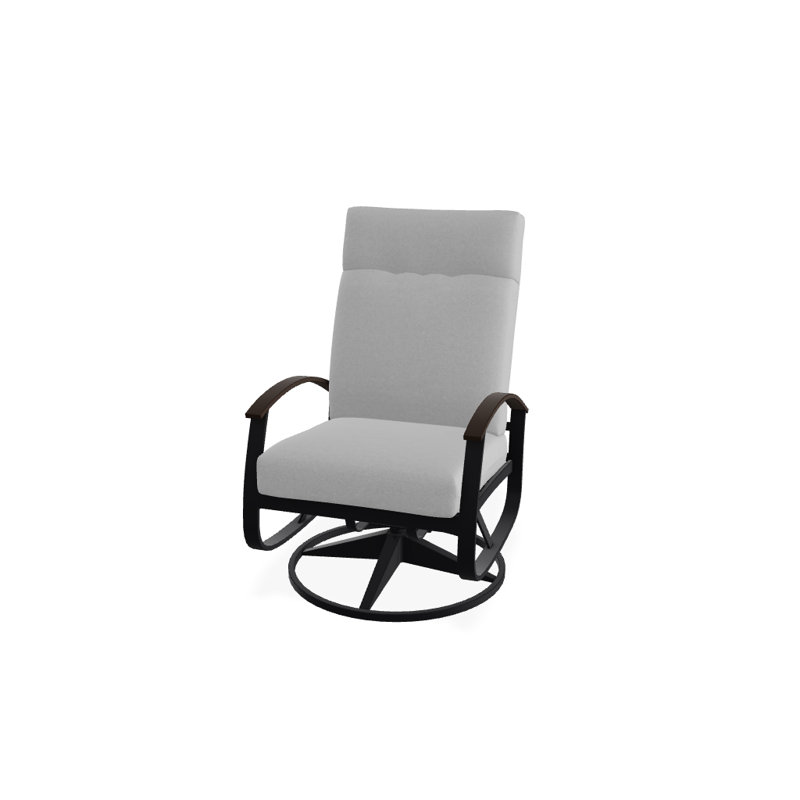 Chaise de patio pivotante avec coussins Askar, Noir texturé, Éblouissement, Kona P10