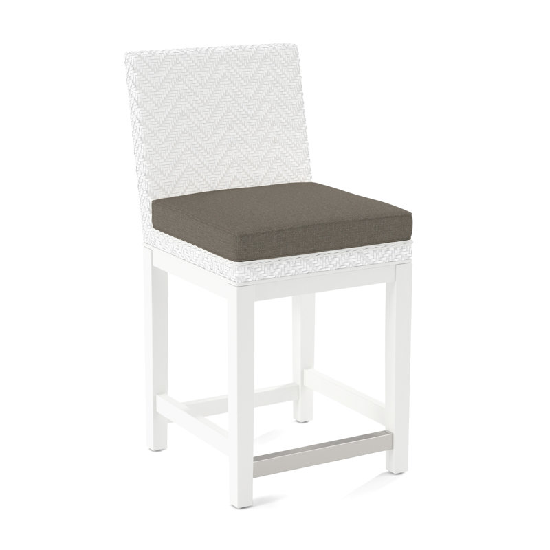Upholstered Stool, Frost White Finish, Gray Sugar Performance; 0863-84