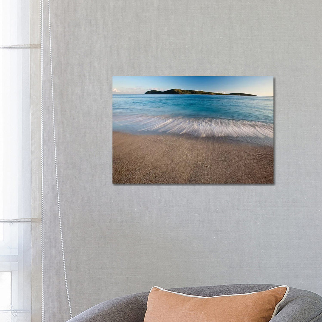 Surf On Beach At Sunset, Culebra Island, Puerto Rico - Wrapped Canvas Print