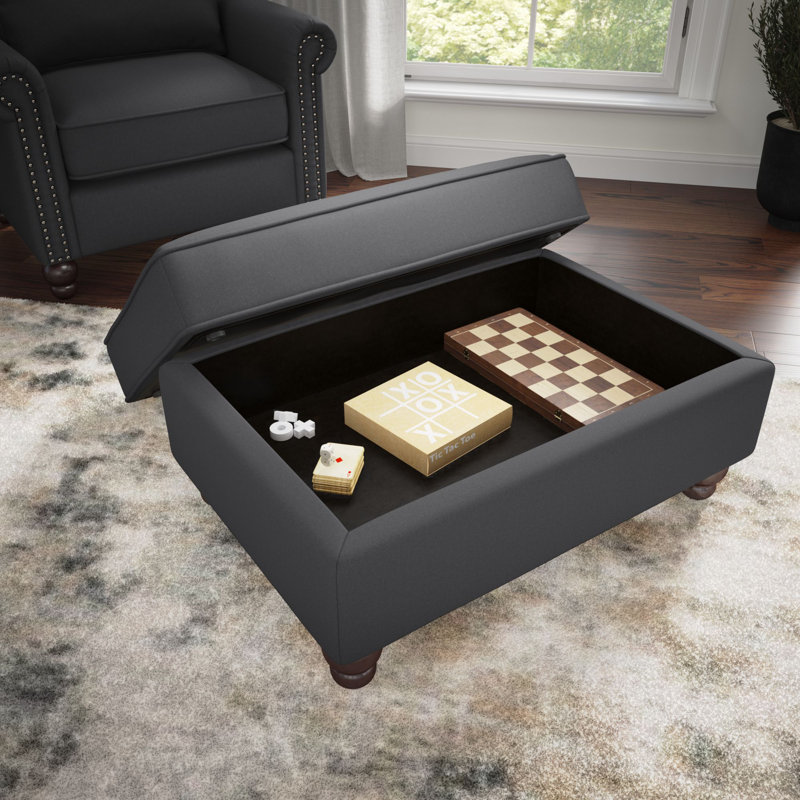 Repose-pieds de rangement rectangulaire Atifah, Gris anthracite