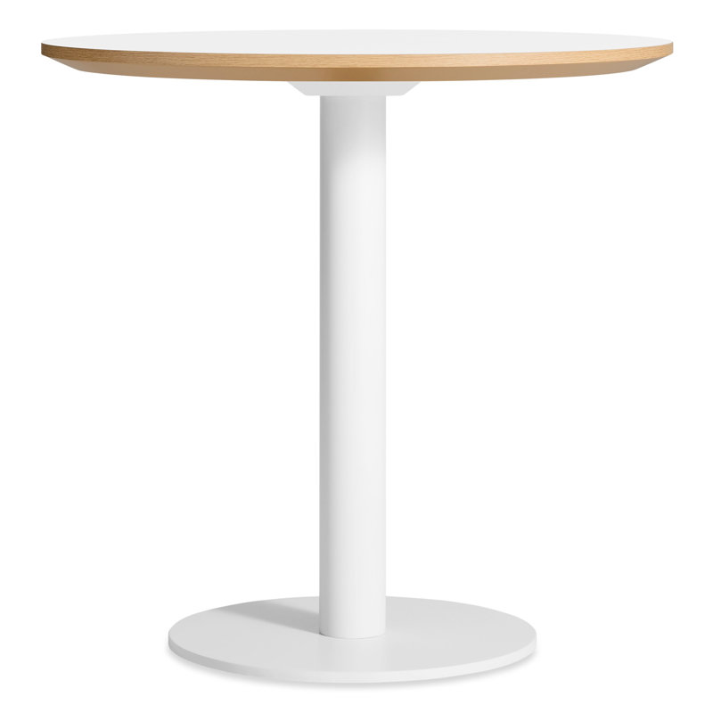 Easy Round Dining Table, Walnut, 29" H x 30" W x 30" L, Matte White