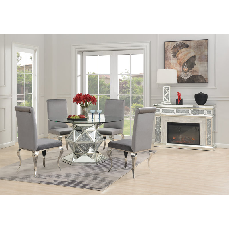 Chaise d'appoint rembourrée en velours Teller, Gris