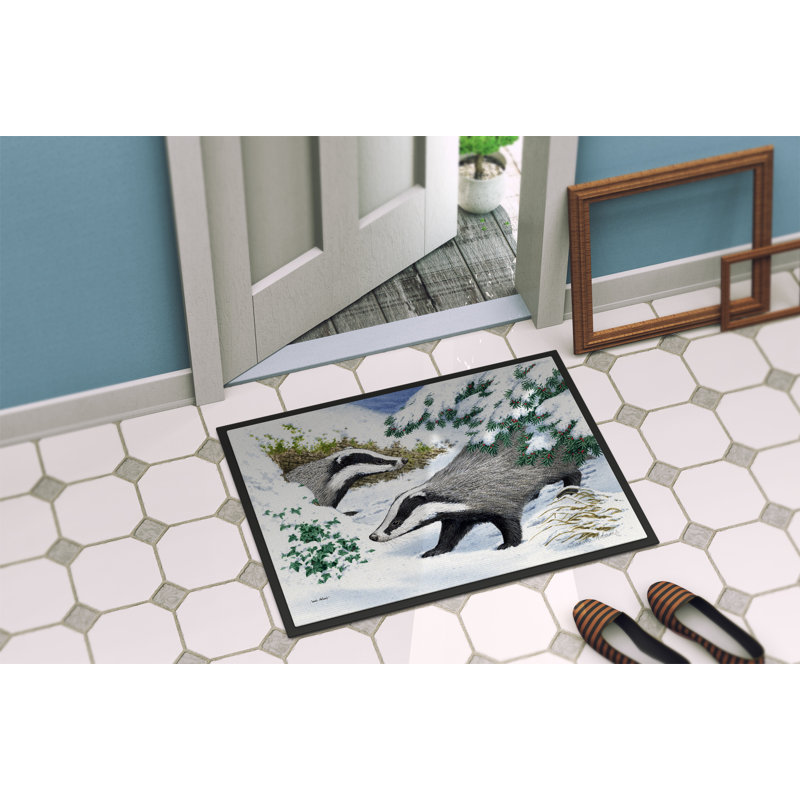 Tapis de porte pour l’extérieur antidérapant snow, Rectangle 1 pi 6 po x 2 pi 3 po