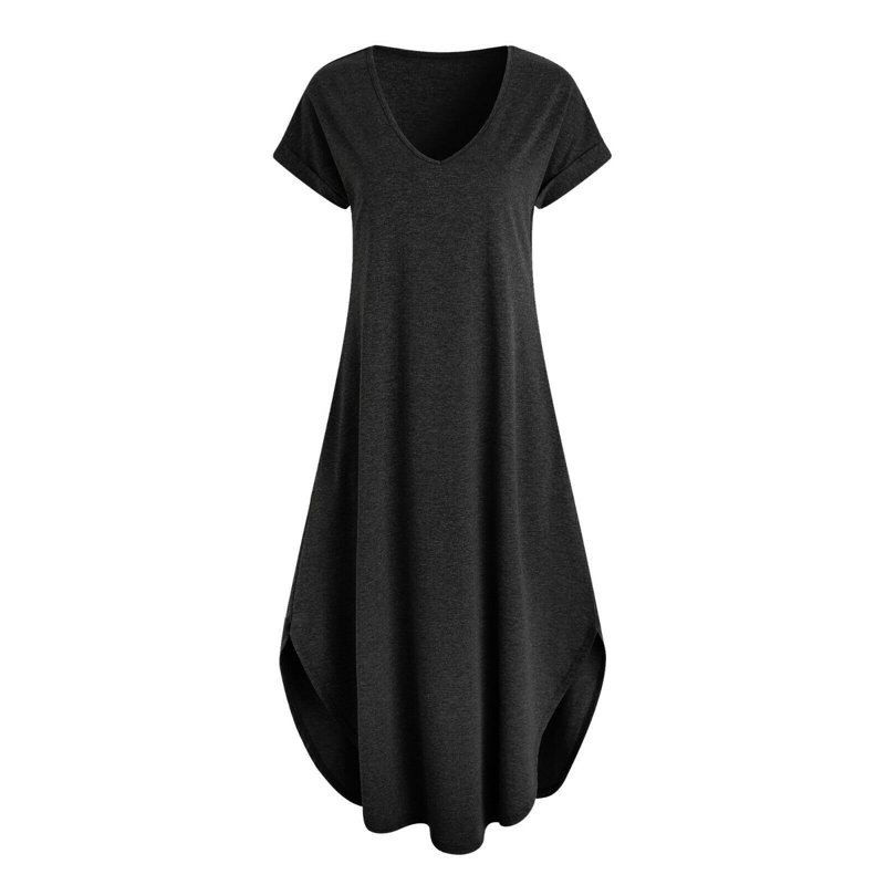 Peignoir mi-mollet avec poches, S, Noir