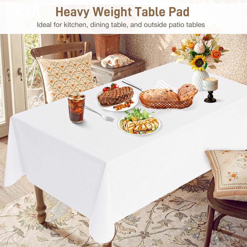 Heavy Duty Table Protector Pad 108X54 Inch, Waterproof Vinyl Table Padding With Flannel Backing, Heat Resistant Tablecloth Underlay