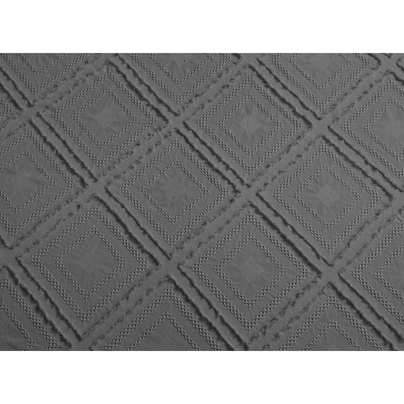  Parure de lit carrée en microfibre prélavée, Gris foncé, Housse de couette pour grand lit + 2 taies décora
