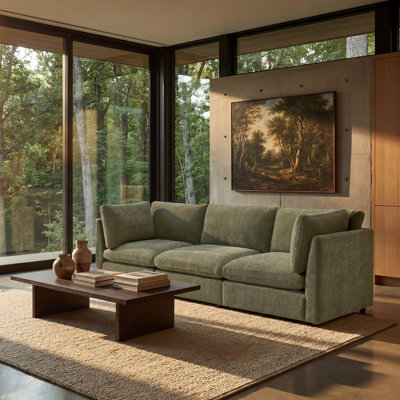 Parkton 105" Chenille Modular Sofa, Upholstery Couch for Living Room, Sage Green