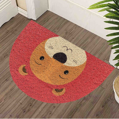 Half Circle Red Lion Non-slip Durable Absorbent Door Mat