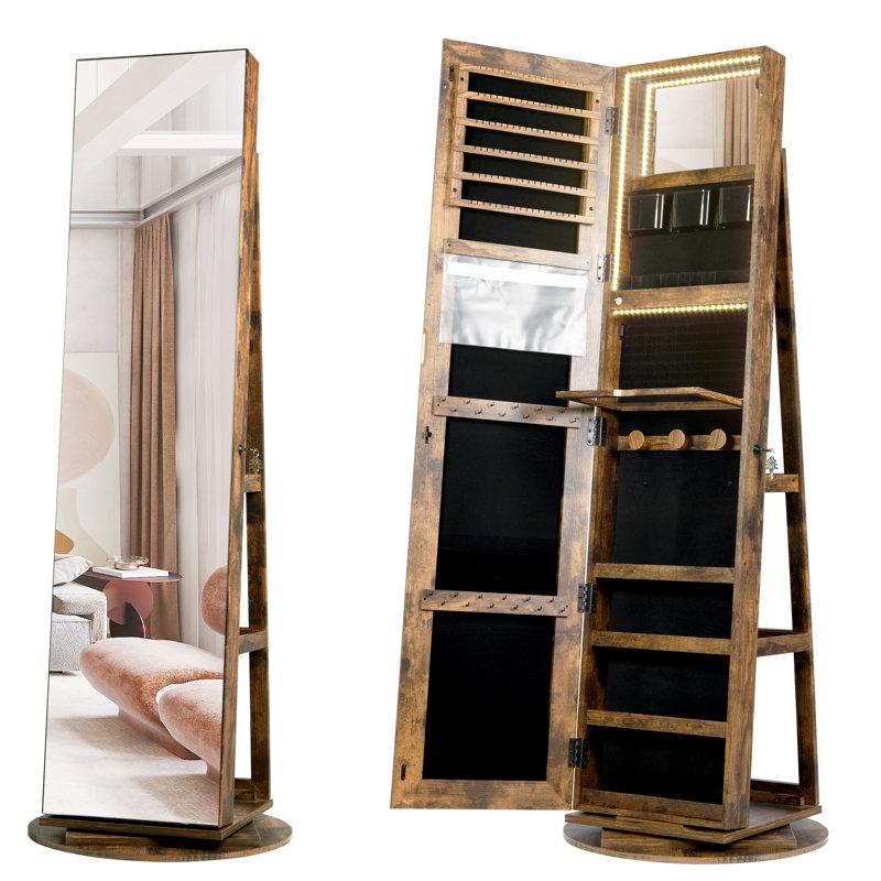 21.6'' Wide MDF Jewelry Armoire, Dark Brown