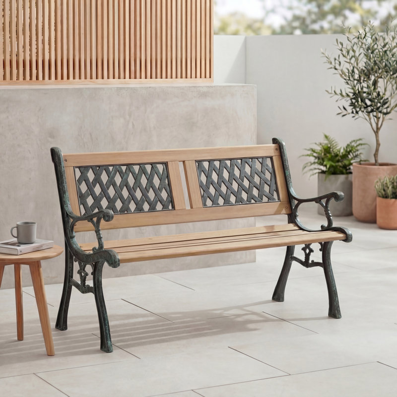 Delores Iron Garden Bench Outdoor Seating Twin Cross Style For Garden Patio Balcony & Lawn