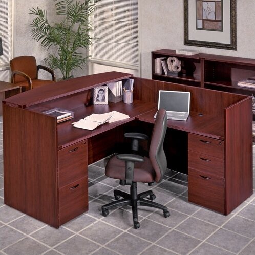 Winston Porter Nabil L-Shape Wood Reception Desk with Filing Cabinet ...