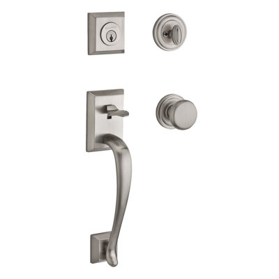 Napa Handleset with Single Cylinder Deadbolt and Round Door Knob and Traditional Round Rosette
