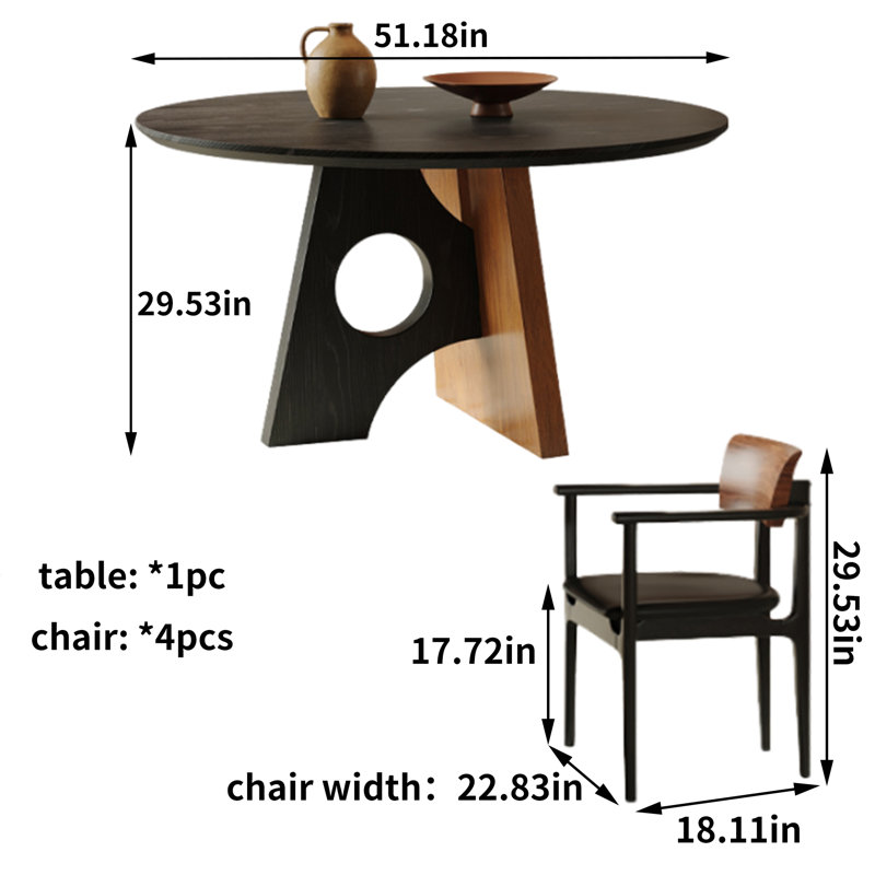 Ensemble de table de salle à manger Creative Creative, H 29,53 po x L 51,18 po x l 51,18 po