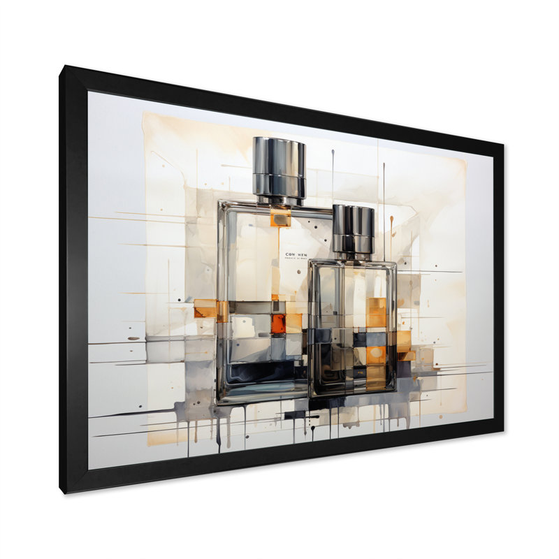Perfume Collage géométrique sur toile, H 24 po x l 32 po x P 1 po, Cadre simple noir