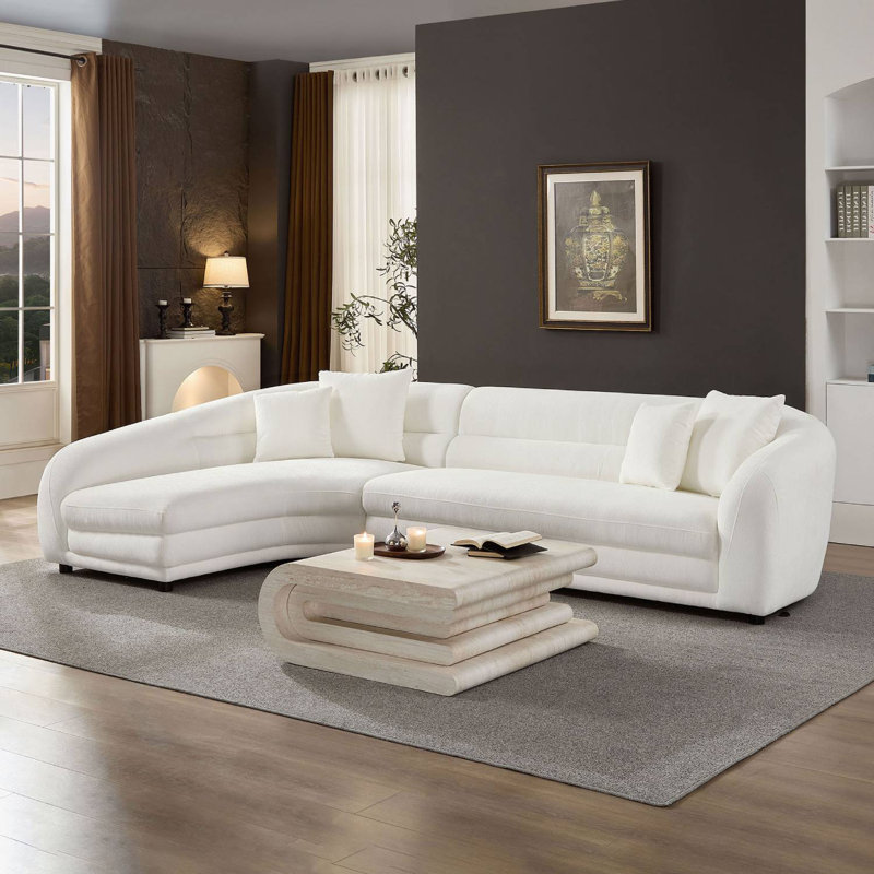Canapé modulaire incurvé en forme de L 125 po avec coussins de confort 125 po, Face à la gauche