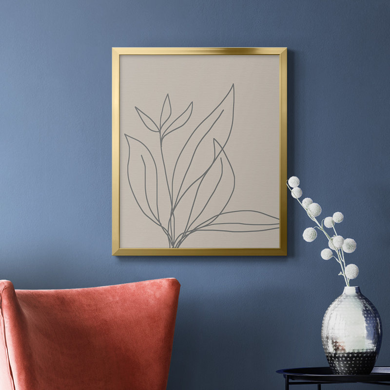 «Neutral Lines I», toile encadrée de qualité supérieure - prête à être accrochée, H 20 po x l 16 po, Or