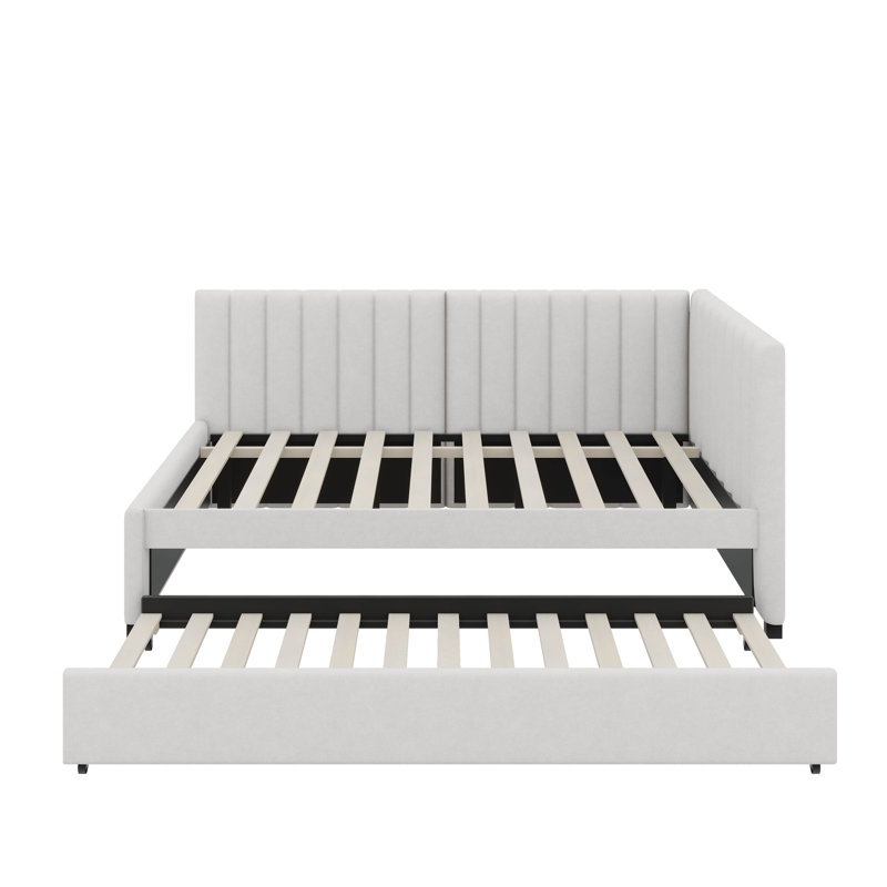 Lit de jour double avec lit gigogne, Beige