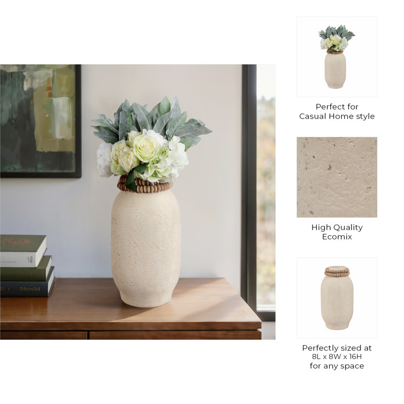 Albany Handmade Ecomix/Solid Wood Table Vase, 16" H x 8" W x 8" D