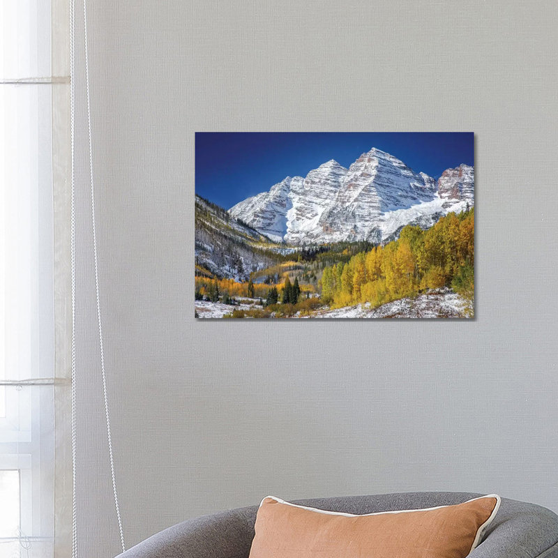 Pics de aspen dans la forêt, H 18 po x l 26 po x P 1,5 po, Pas de tapis, Toile tendue