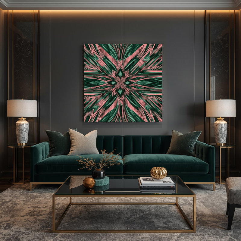 Art mural sur toile vert Op Art 59, H 8 po x l 8 po