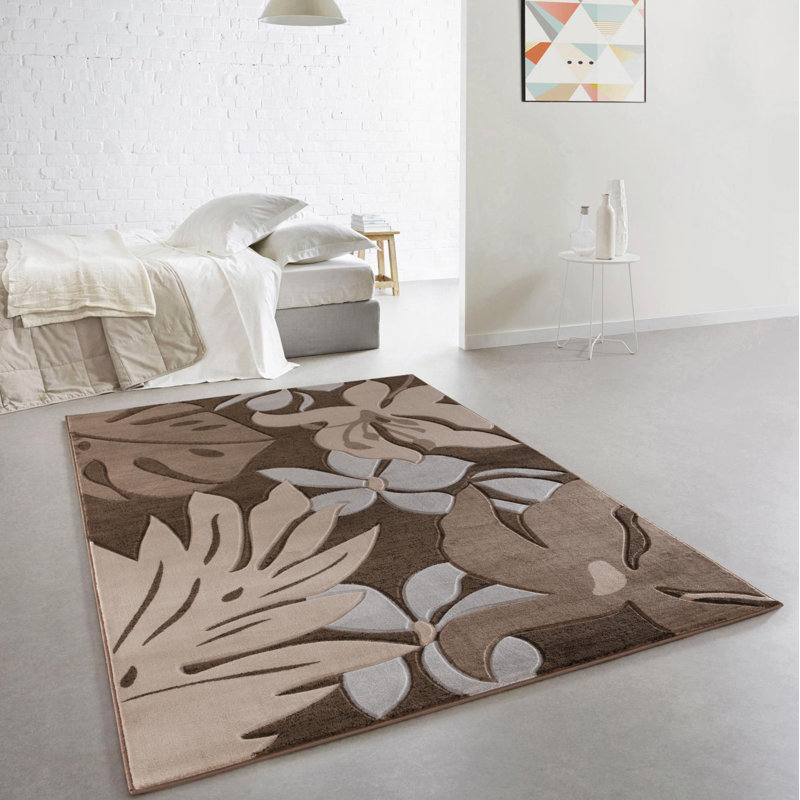 Tapis floral brun / beige Shaver, Rectangle 6 pi 9 po x 9 pi 6 po