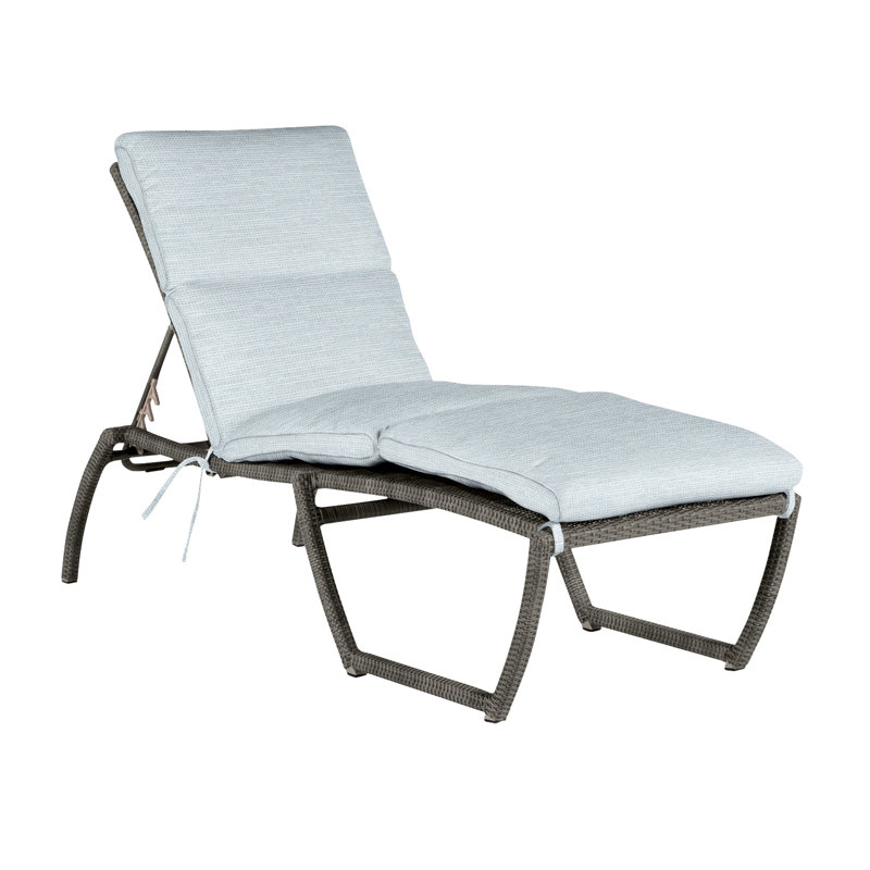 Chaise longue d'extérieur en résine et osier Skye N-Dura, Welt, Gris ardoise, Papier ciel