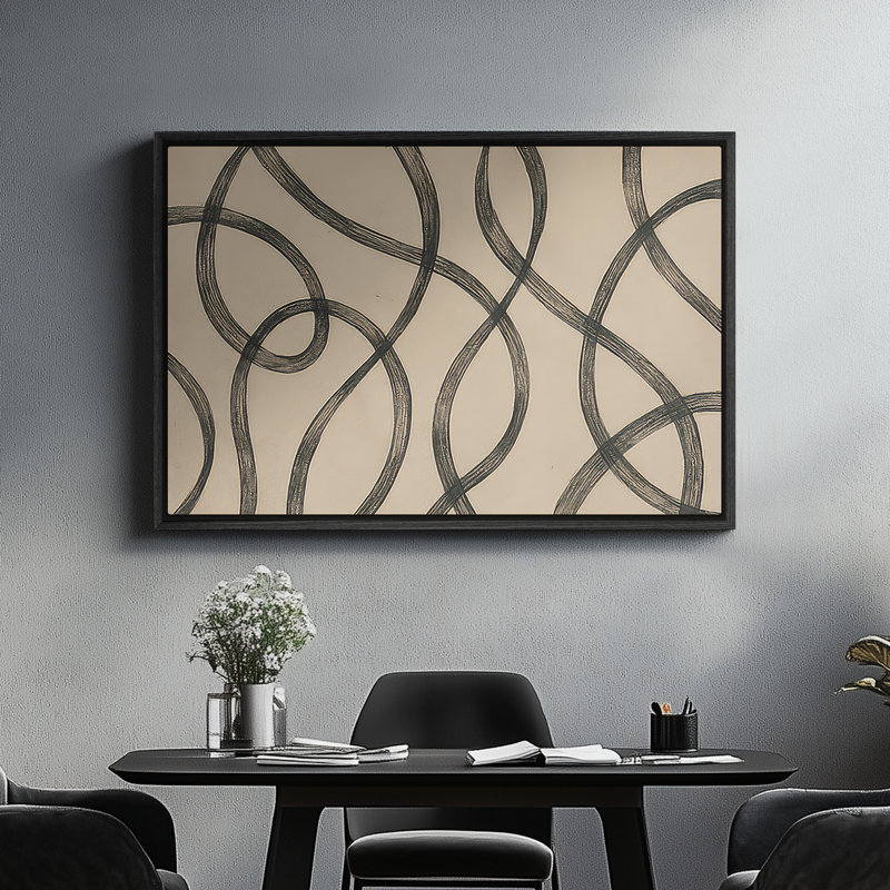 Art mural encadré, impressions murales abstraites rétro pour chambre à coucher - 16 po x 24 po, Noir