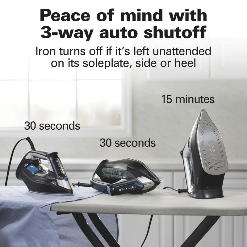Hamilton Beach 1800W Black and Blue FabricIQ Steam Iron