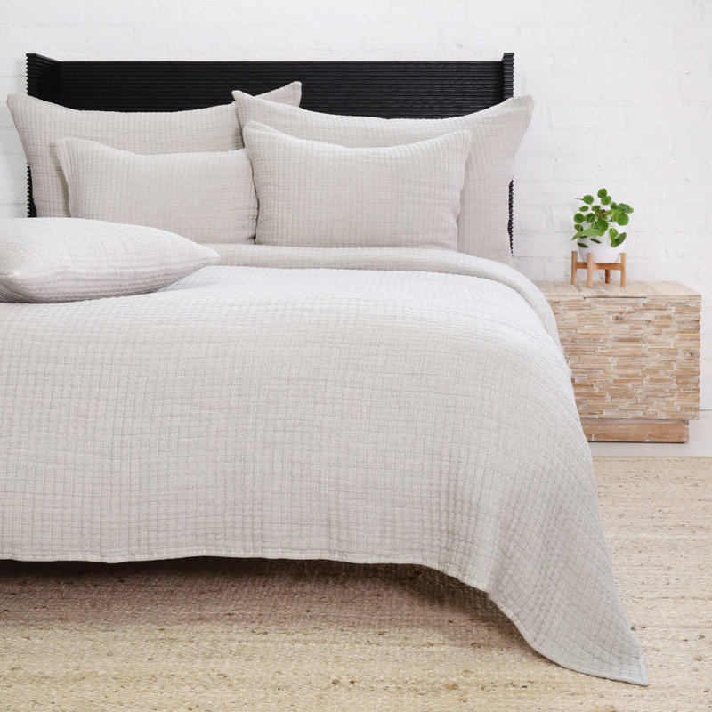 Couvre-lit en coton standard Vancouver, Couvre-lit / courtepointe simple, gris