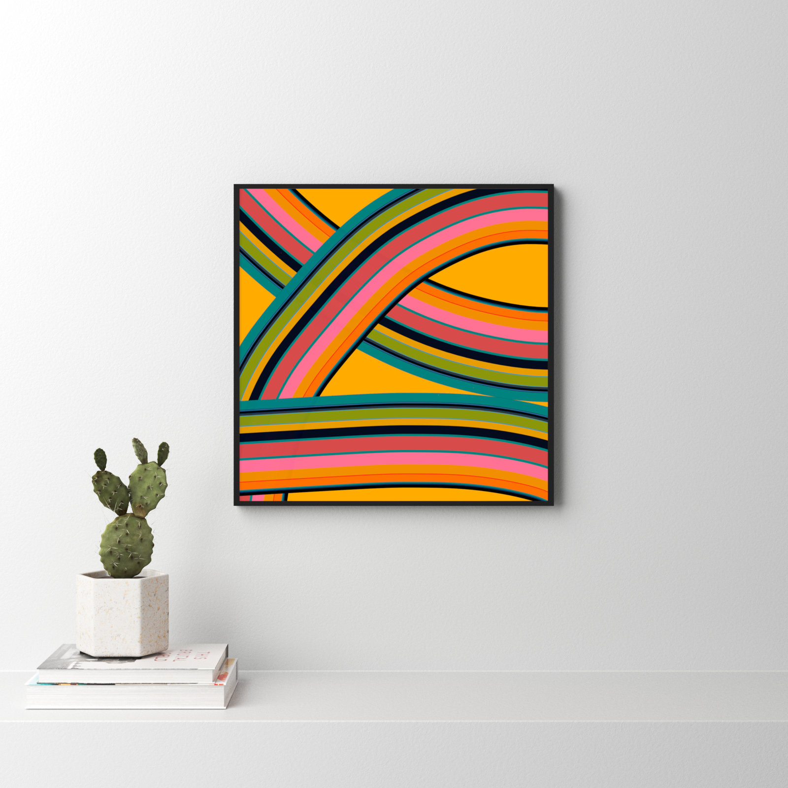 Twist Series I Fiesta Twist by Jacques Pilon - Picture Frame Graphic Art, 24" H x 24" W x 1.25" D, Black