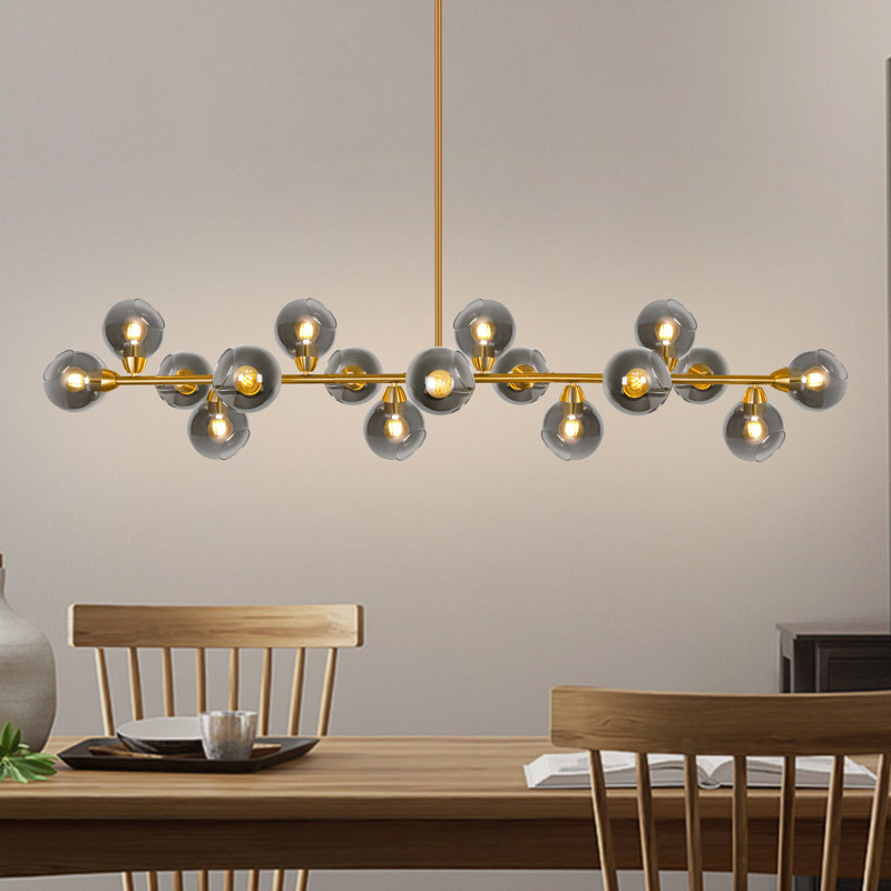 17-light Modern Linear Black And Gold Mid Century Chandelier For Dining Room