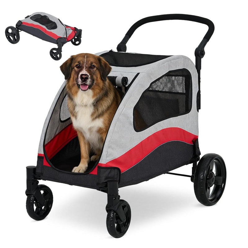 Foldable Pet Stroller, Red