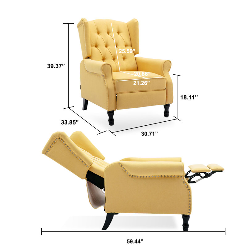 Druv Recliner, Yellow Linen