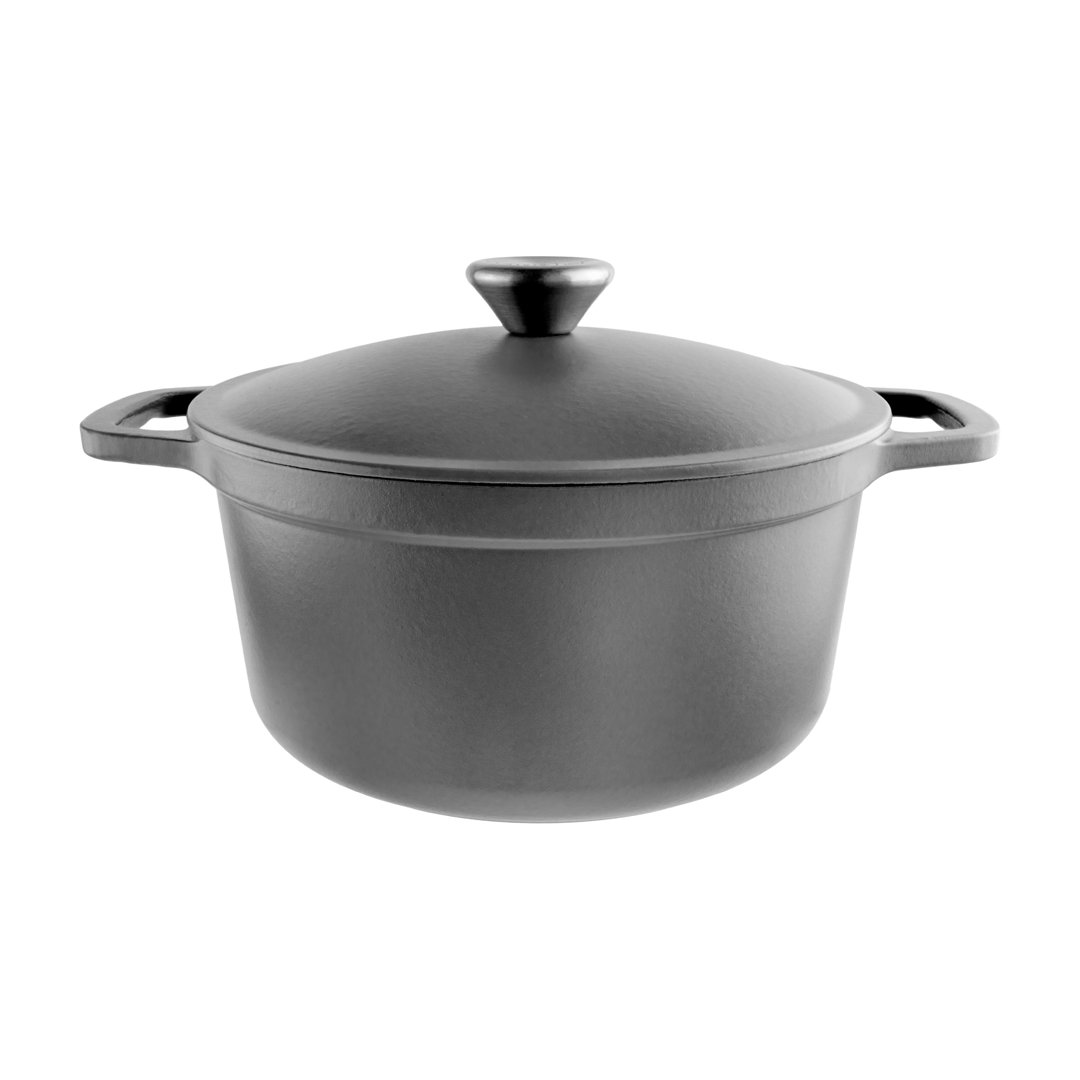 Commichef Lightweight Cast Iron Casserole 22cm, 3L, Black – Dutch Oven Pot With Lid For Cooking & Bread Baking, Enamelled Skillet Pan, Induction Hob C