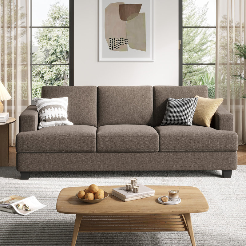 Canapé rembourré Brooklington, Polyester brun pâle