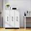 Bibliothèque sur pied à 3 niveaux avec portes coulissantes, rangement coulissant et armoire cachée sur roulettes pour le bureau et la maison