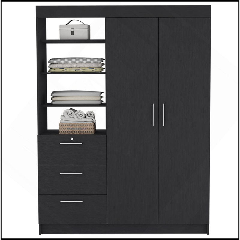 Armoire Rumanu, chambre à coucher, noir, Noir