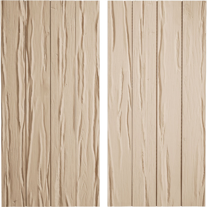 Volets rustiques à quatre planches en faux bois, Texture Riverwood / brun clair apprêté, 22", H 26 po x l 22 po x P 1 po
