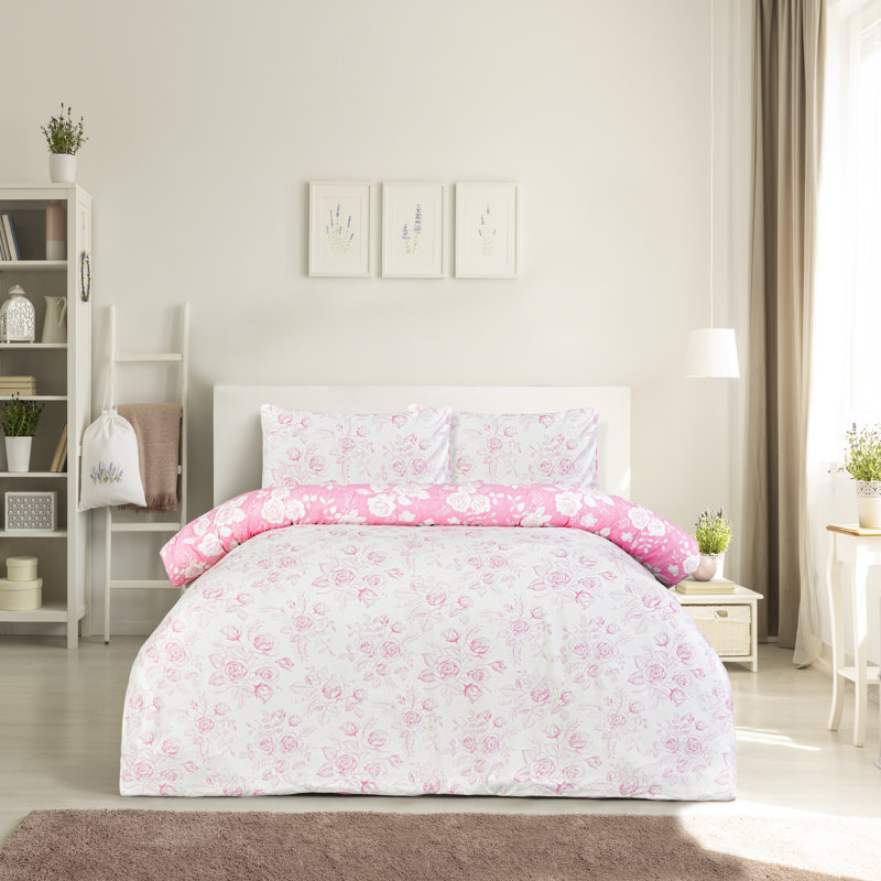 Sleepdown Floral Toile Duvet Set, Kingsize Duvet Cover Set
